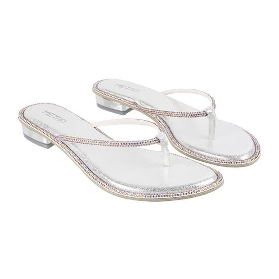 Women Silver Casual Slippers