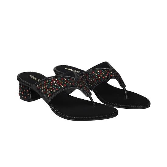 Women Black Party Slip Ons