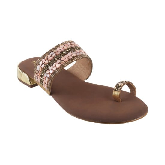 Women Antic-gold Ethnic Slip Ons