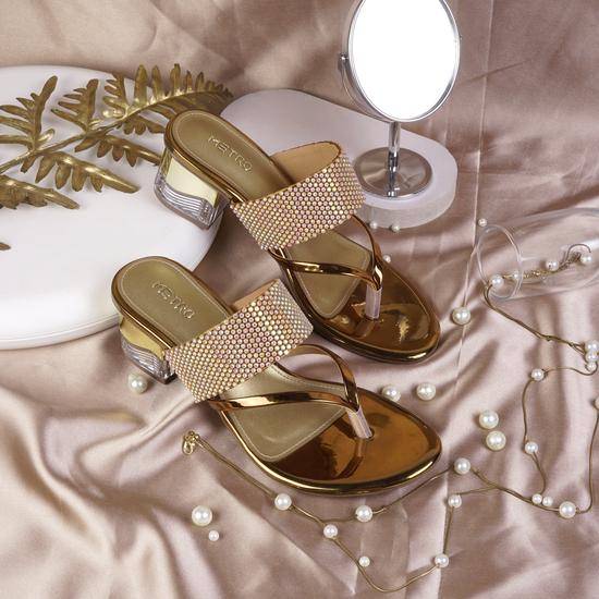 Women Antic-gold Ethnic Slip Ons