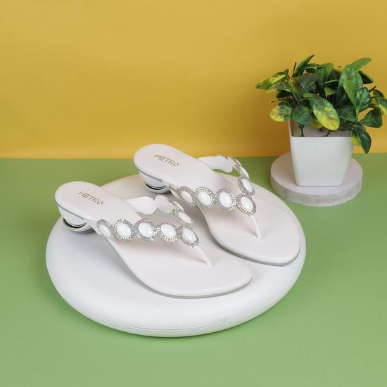 Women White Ethnic Slip Ons