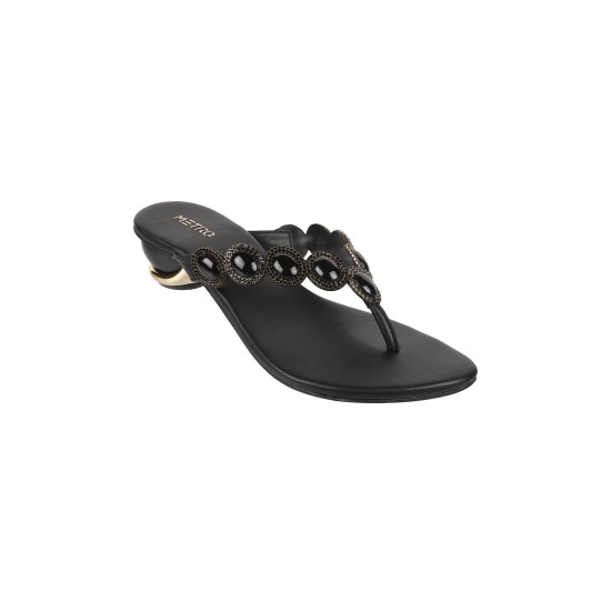 Women Black Ethnic Slip Ons
