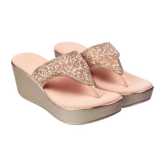 Women Gold Party Slip Ons