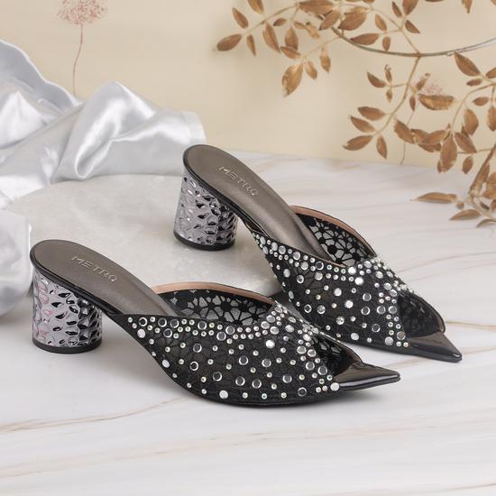 Women Black Wedding Slip Ons