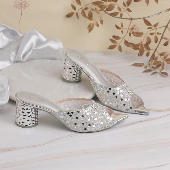 Women Silver Wedding Slip Ons