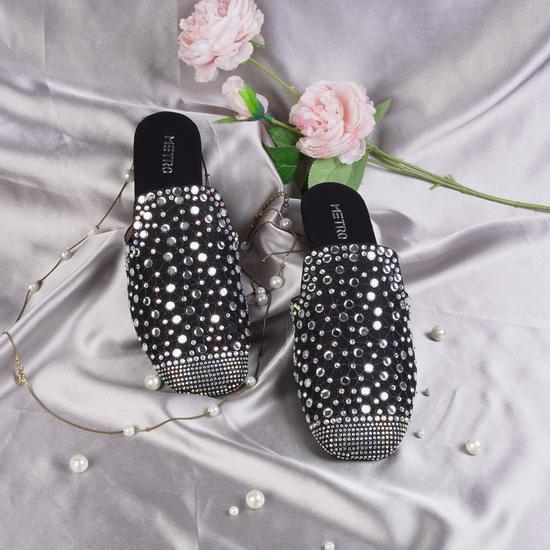 Women Black Wedding Slip Ons