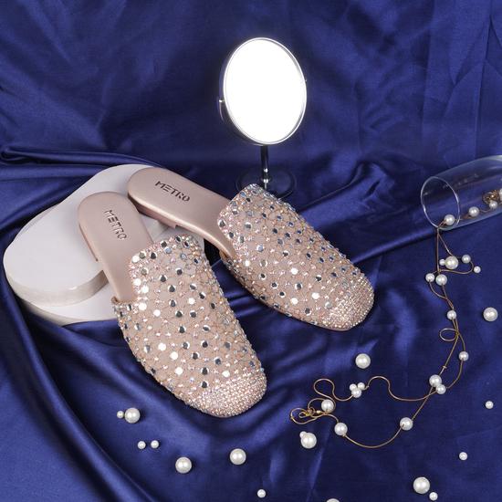 Women Rose-gold Wedding Slip Ons