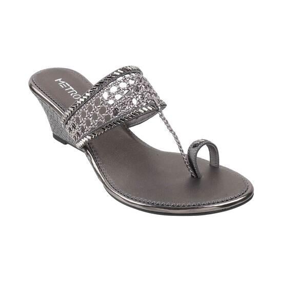 Women Grey Ethnic Slip Ons