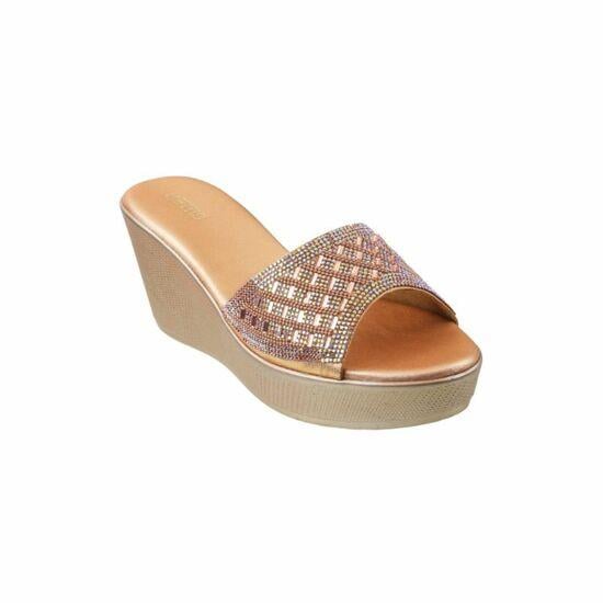 Women Gold Party Slip Ons