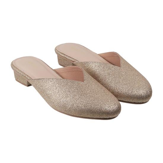 Women Gold Ethnic Slip Ons