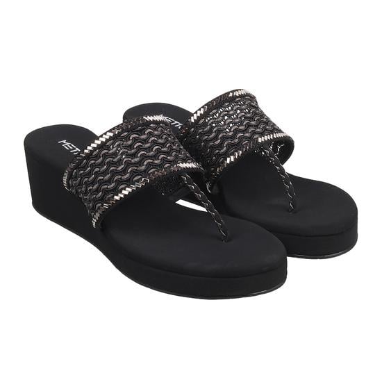 Women Black Ethnic Slip Ons