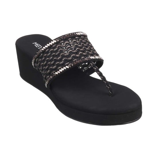Women Black Ethnic Slip Ons
