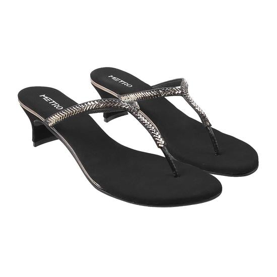 Women Black Party Slip Ons