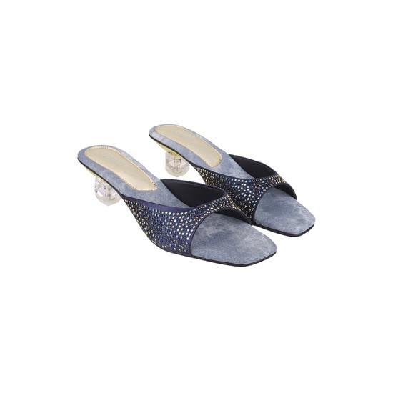 Women Blue Party Slip Ons