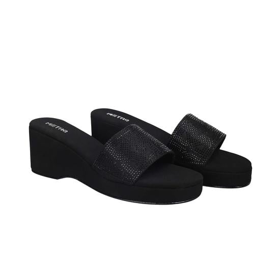 Women Black Casual Slip Ons