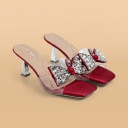 Women Maroon Party Slip Ons