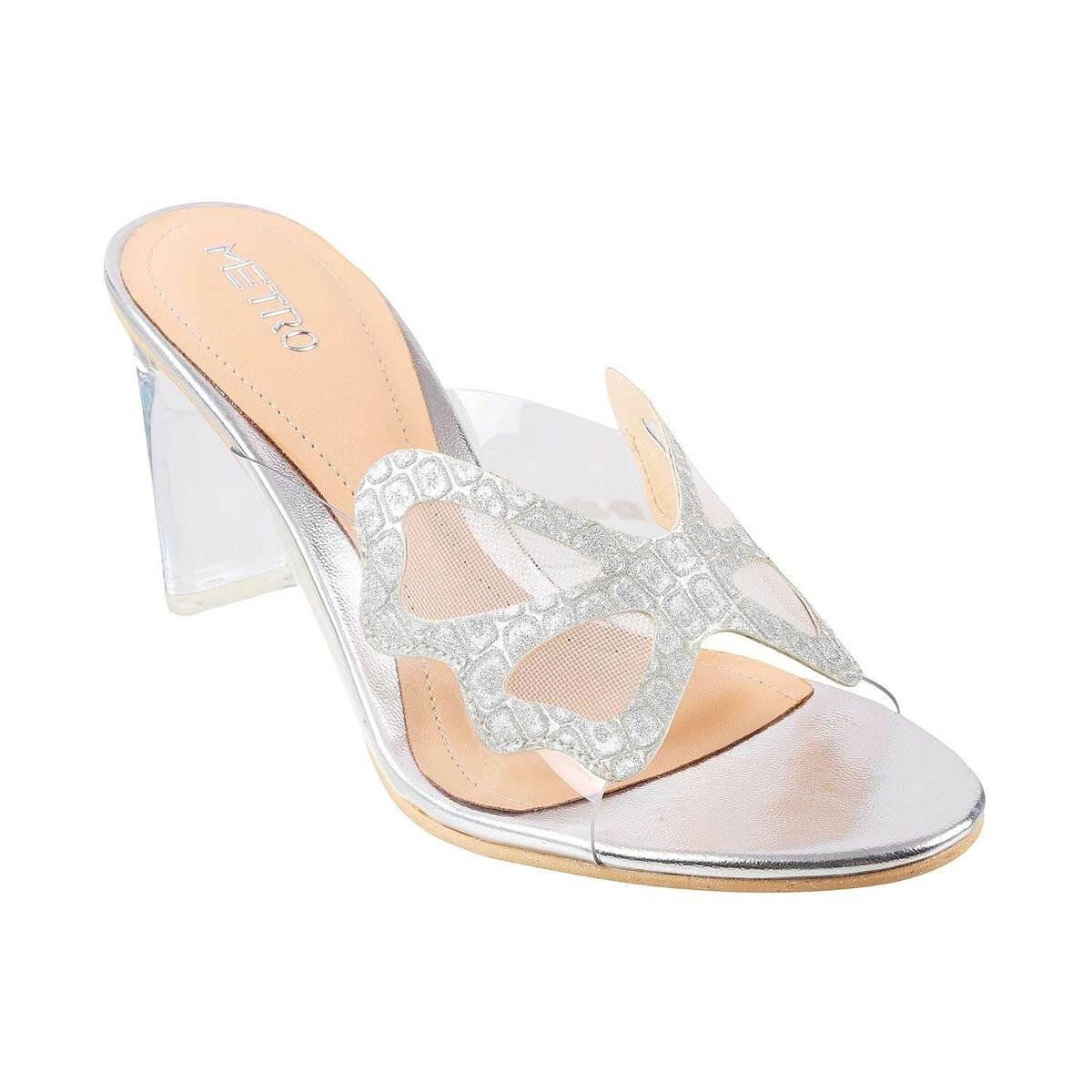 Womens Angella True Silver Satin Crystal Block-heel Platform Stiletto  Sandal | Nina Shoes