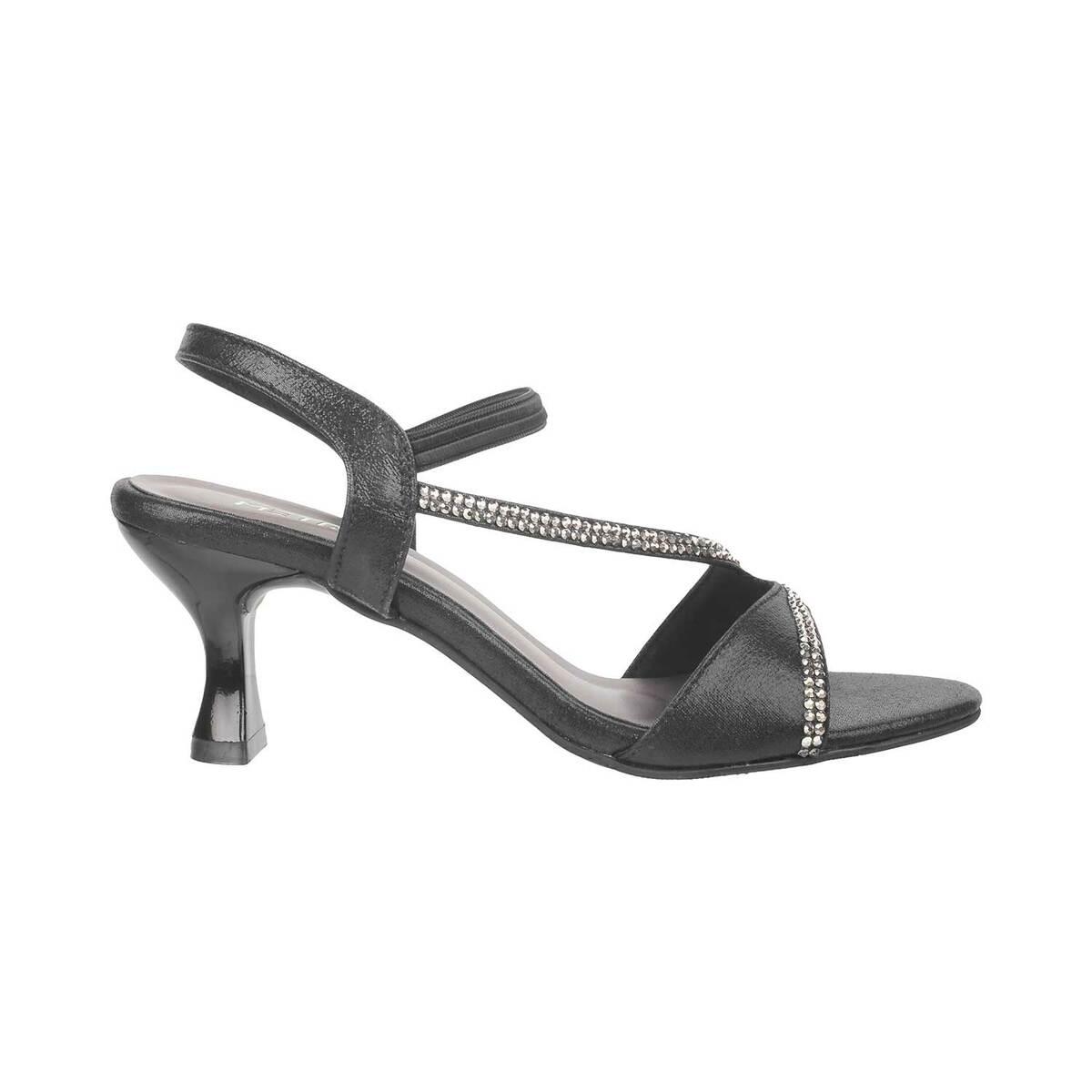 Black party clearance sandals low heel