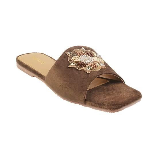 Women Brown Casual Slippers