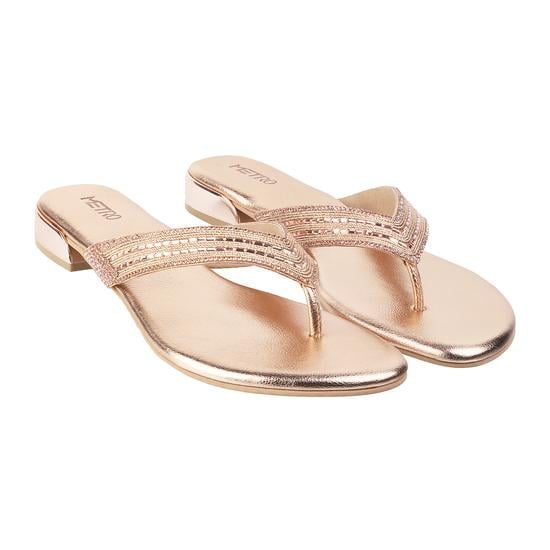 Women Gold Wedding Slippers