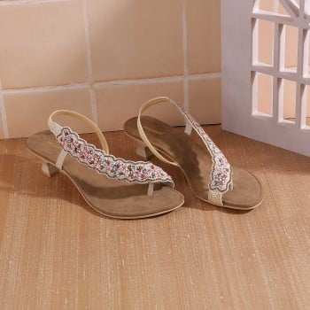 Walkway Women Gold Ethnic Sandals(SKU: 35-5004-15-36)