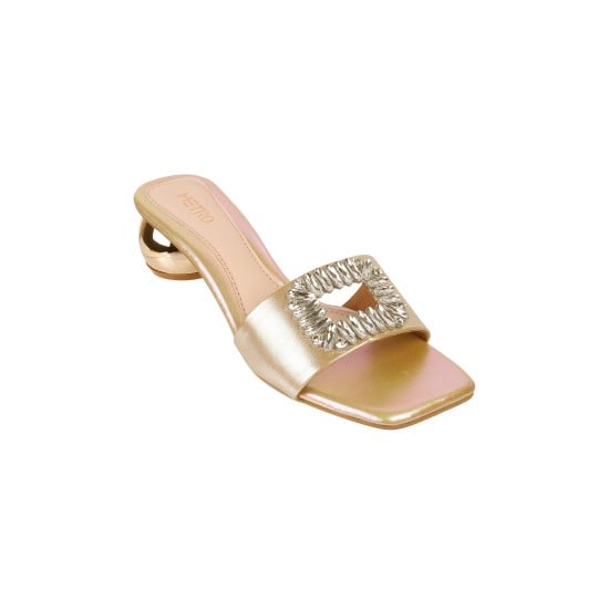 Women Gold Party Slip Ons