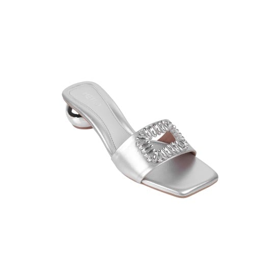 Women Silver Party Slip Ons