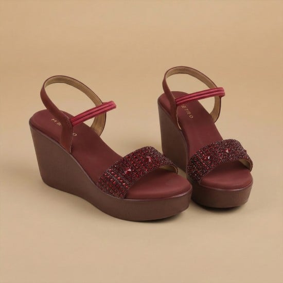 Women Maroon Party Sandals