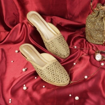 Walkway Women Antic-gold Ethnic Slip Ons(SKU: 35-522-28-36)