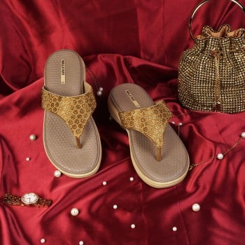 Walkway Women Antic-gold Casual Slippers(SKU: 35-530-28-41)