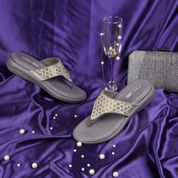 Walkway Women Gun-metal Casual Slippers(SKU: 35-530-29-37)