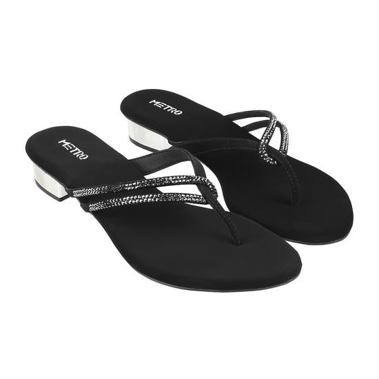 Women Black Party Slip Ons
