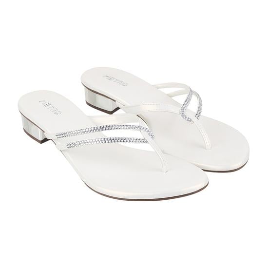Women White Party Slip Ons
