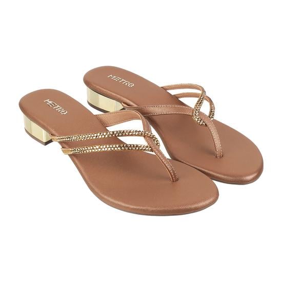 Women Antic-gold Party Slip Ons