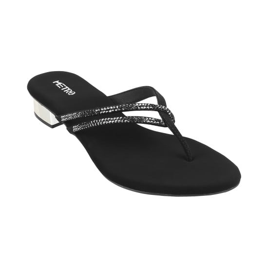Women Black Party Slip Ons