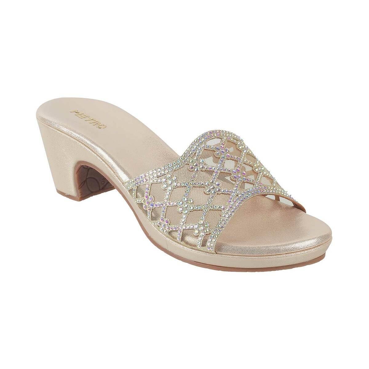 Buy Honey Step Women's Gold Synthetic Leather Bridal Sandals - 5 UK at  Mehndi Haldi