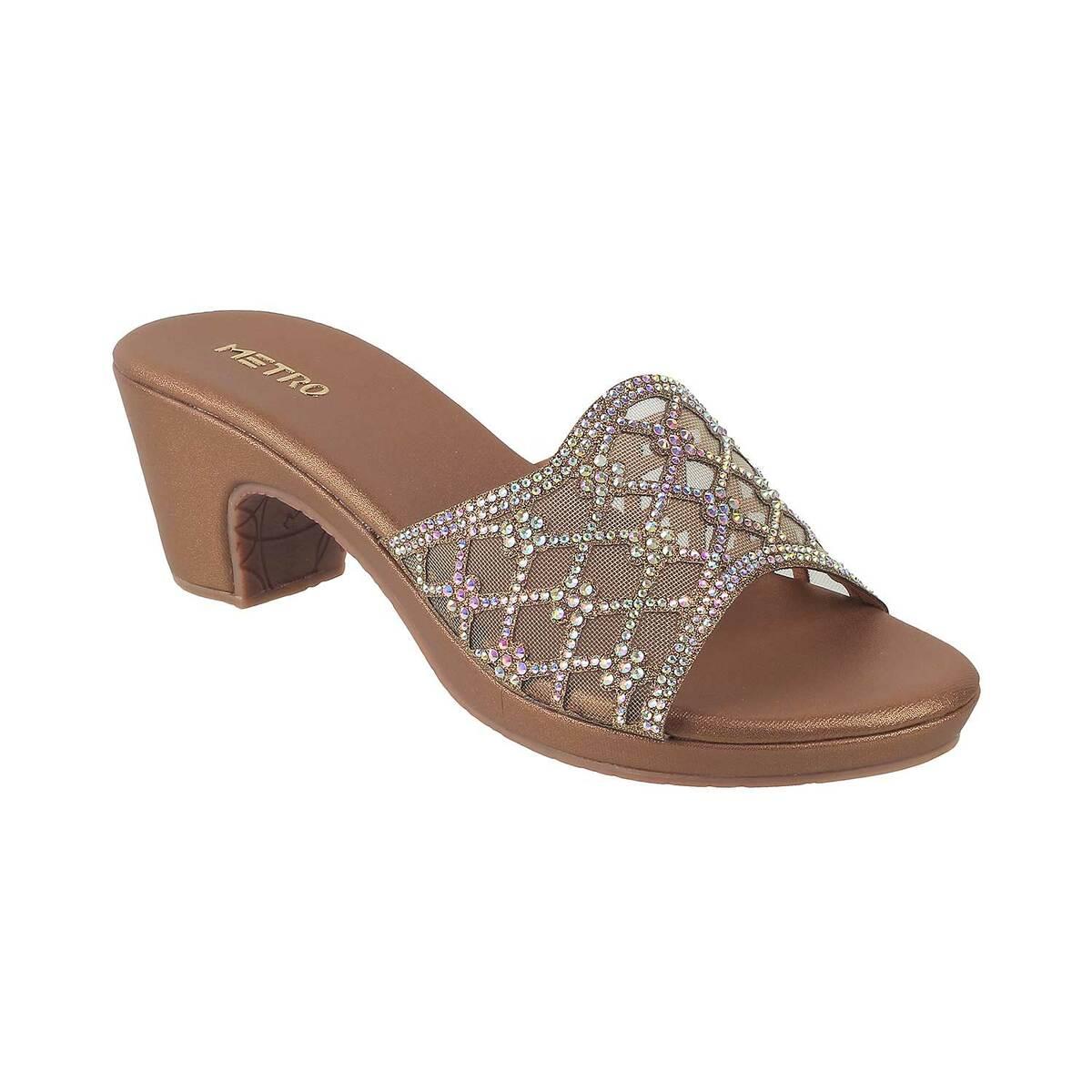 Buy Mochi Women Antique-Gold Party Sandals Online