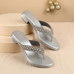 Women Silver Party Slippers