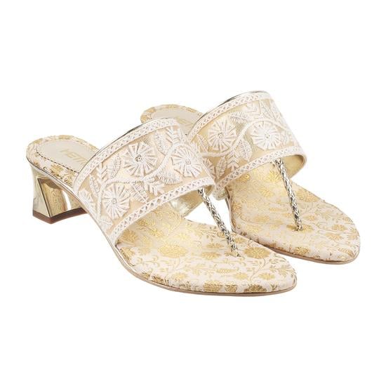 Women Gold Wedding Slip Ons