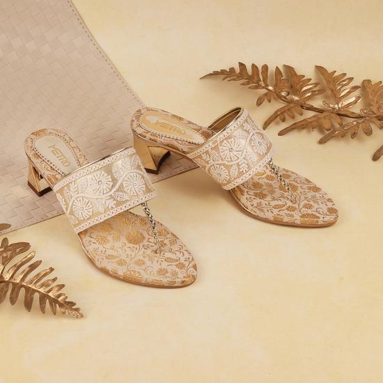 Women Gold Wedding Slip Ons