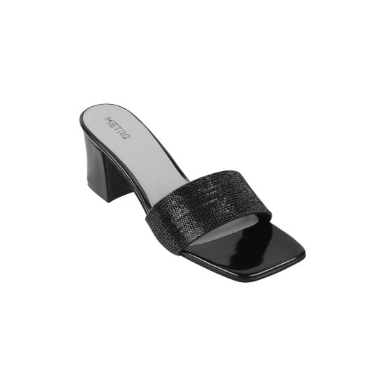 Women Black Party Slip Ons