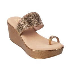 Women Antic-gold Party Slip Ons