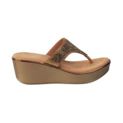 Women Antic-gold Party Slip Ons
