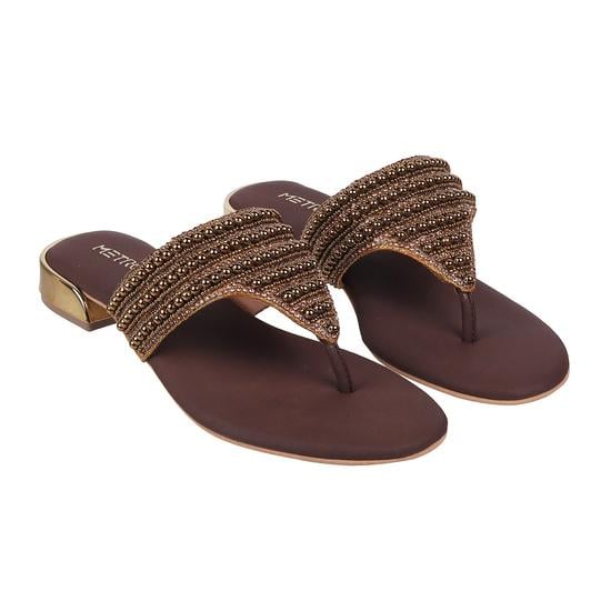 Women Antique-Gold Ethnic Slip Ons