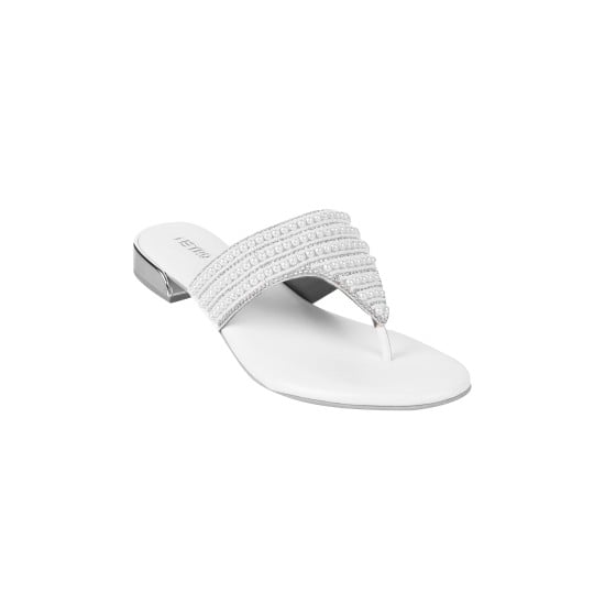 Women White Ethnic Slip Ons