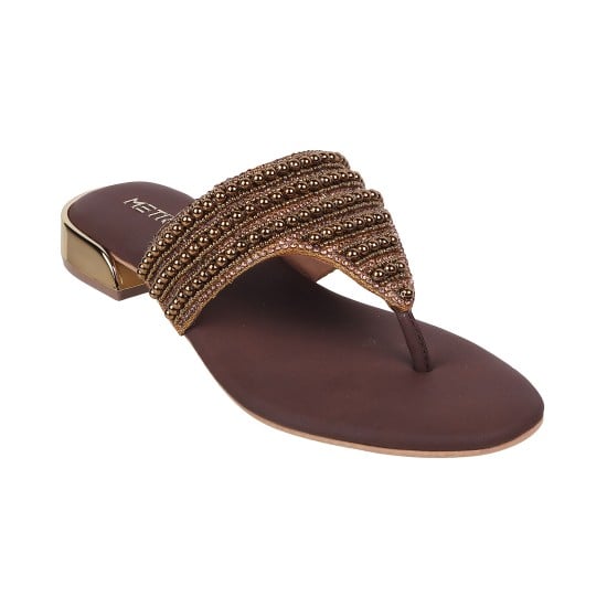 Women Antic-gold Ethnic Slip Ons