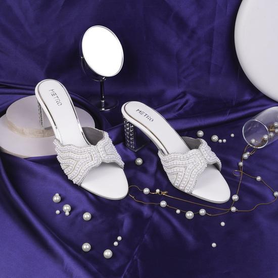 Women White Wedding Slip Ons