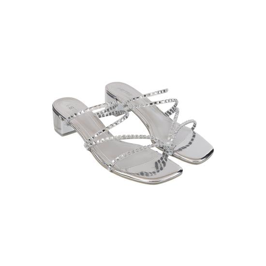 Women Silver Party Slip Ons