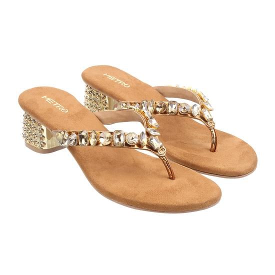 Women Antique-Gold Ethnic Slip Ons