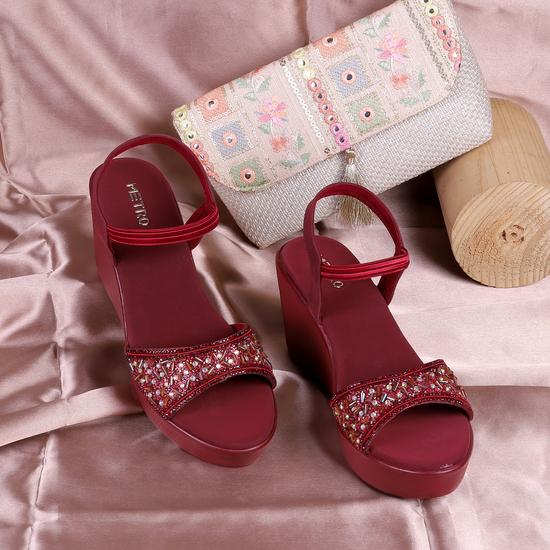 Women Maroon Party Sandals